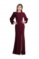 Discount Puff Sleeves Burgundy Gold Open Back Trumpet Bateau Neck Prom Dress Canada