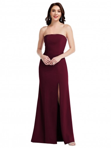 Discount Sleeveless Burgundy Gold Trumpet Strapless Prom Dress Canada