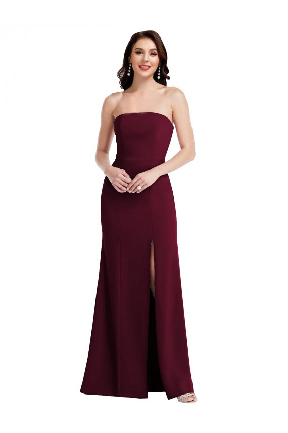 Discount Sleeveless Burgundy Gold Trumpet Strapless Prom Dress Canada