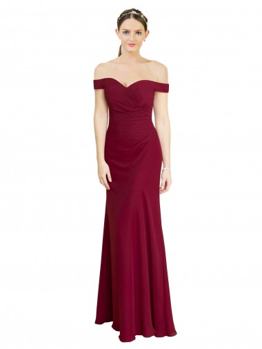 Discount Sleeveless Burgundy Mermaid Off the Shoulder Black Tie Prom Dress Canada