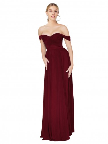Discount Sleeveless Burgundy Mermaid Off the Shoulder Prom Dress Canada