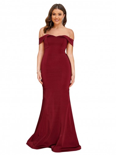 Discount Sleeveless Burgundy Mermaid Off the Shoulder Plus Size Formal Prom Dress Canada