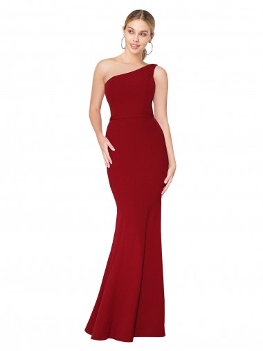 Discount Sleeveless Burgundy Mermaid High Neck Stretch Crepe Prom Dress Canada