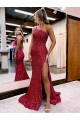 Discount Sleeveless Burgundy Mermaid One Shoulder Prom Dress Canada