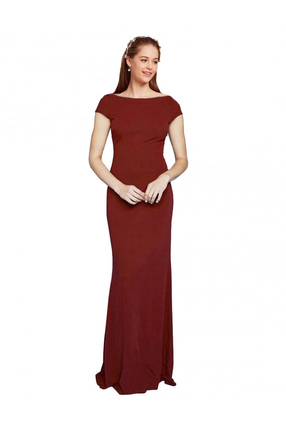 Discount Cap Sleeves Burgundy Keyhole Back Mermaid Round Neck Prom Dress Canada