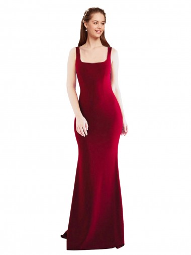 Discount Sleeveless Burgundy Mermaid Square Neck Prom Dress Canada