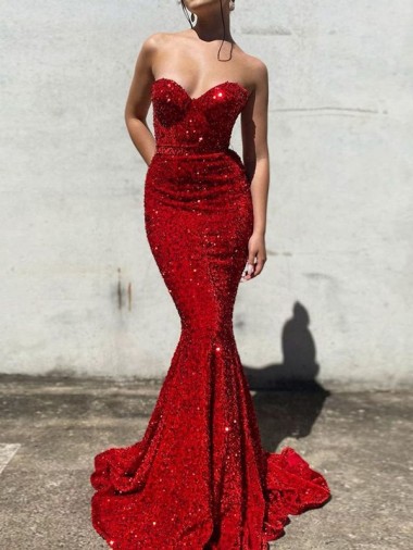 Discount Sleeveless Burgundy Mermaid Sweetheart Prom Dress Canada