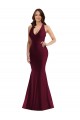 Discount Sleeveless Burgundy Open Back Mermaid V-Neck Plus Size Formal Prom Dress Canada