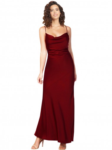 Discount Sleeveless Burgundy Low Back Sheath Cowl Neck Black Tie Prom Dress Canada
