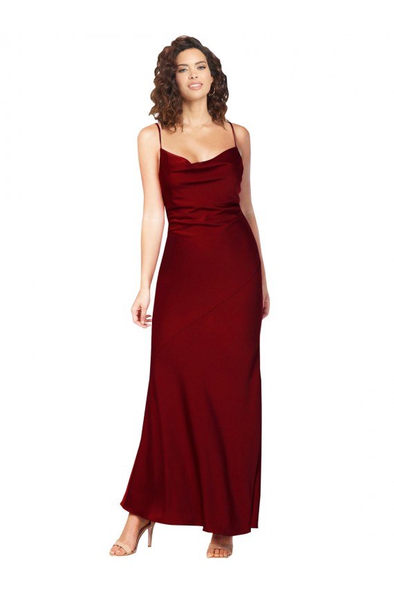 Discount Sleeveless Burgundy Low Back Sheath Cowl Neck Black Tie Prom Dress Canada