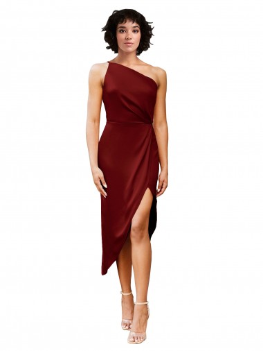 Discount Sleeveless Burgundy Sheath One Shoulder Black Tie Prom Dress Canada