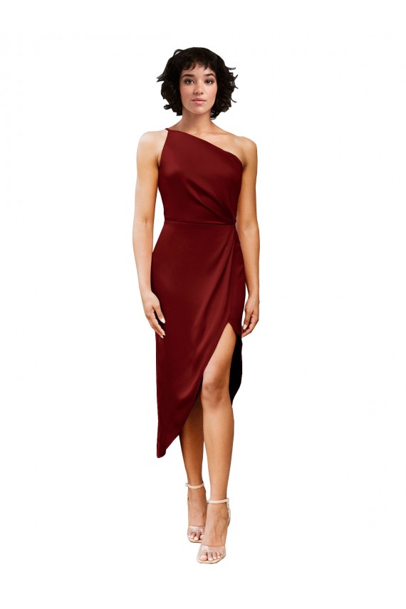 Discount Sleeveless Burgundy Sheath One Shoulder Black Tie Prom Dress Canada