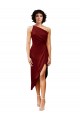 Discount Sleeveless Burgundy Sheath One Shoulder Black Tie Prom Dress Canada