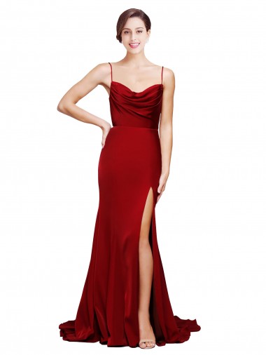 Discount Sleeveless Burgundy Criss Cross Back Sheath Spaghetti Straps Black Tie Prom Dress Canada