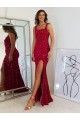 Discount Sleeveless Burgundy Sheath Square Neck Prom Dress Canada