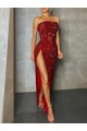 Discount Sleeveless Burgundy Sheath Strapless Prom Dress Canada