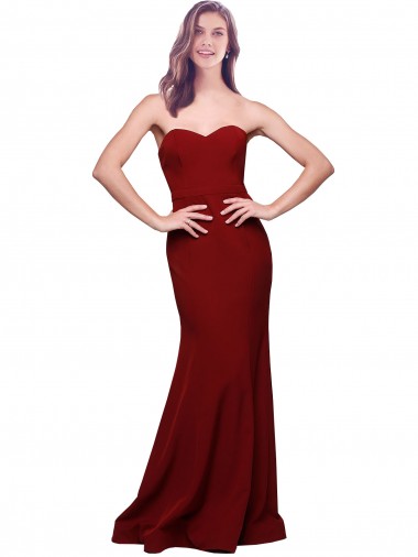 Discount Sleeveless Burgundy Low Back Sheath Sweetheart Prom Dress Canada