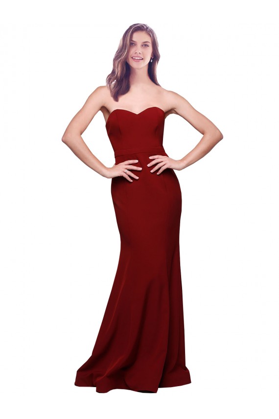 Discount Sleeveless Burgundy Low Back Sheath Sweetheart Prom Dress Canada