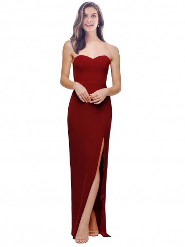 Discount Sleeveless Burgundy Low Back Sheath Sweetheart Stretch Crepe Prom Dress Canada