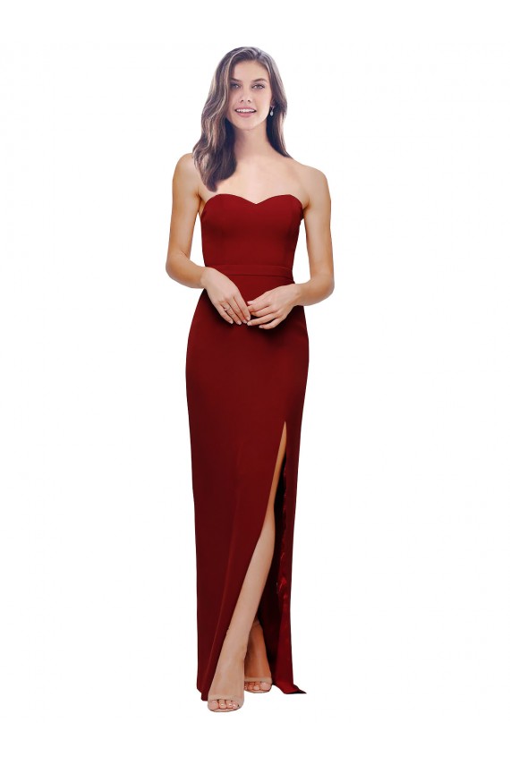 Discount Sleeveless Burgundy Low Back Sheath Sweetheart Stretch Crepe Prom Dress Canada