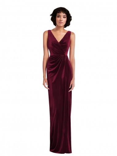 Discount Sleeveless Burgundy Sheath V-Neck Prom Dress Canada
