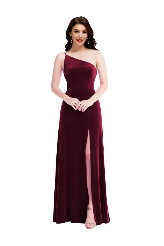 Discount Sleeveless Burgundy Trumpet One Shoulder Black Tie Prom Dress Canada