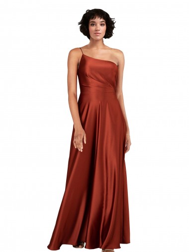 Discount Sleeveless Burnt Orange A-Line One Shoulder Black Tie Prom Dress Canada