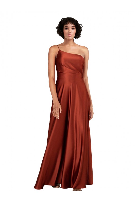 Discount Sleeveless Burnt Orange A-Line One Shoulder Black Tie Prom Dress Canada