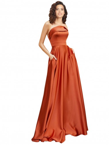 Discount Sleeveless Burnt Orange Low Back A-Line Round Neck Prom Dress Canada