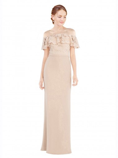 Discount Sleeveless Champagne A-Line Off the Shoulder Prom Dress Canada