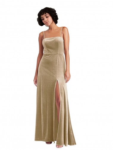 Discount Sleeveless Champagne Low Back A-Line Square Neck Prom Dress Canada