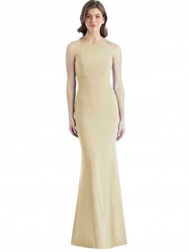 Discount Sleeveless Champagne Criss Cross Open Back Trumpet Bateau Neck Prom Dress Canada