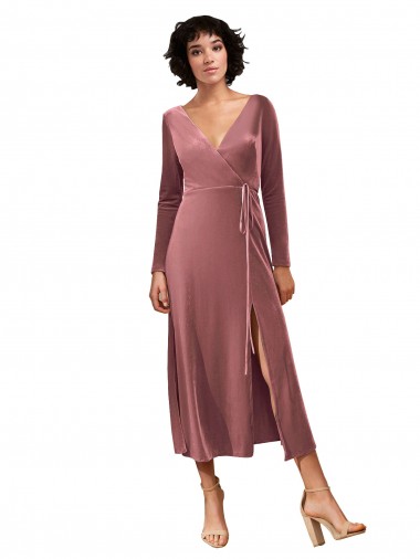 Discount Long Sleeves Cinnamon Rose A-Line V-Neck Black Tie Prom Dress Canada