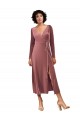 Discount Long Sleeves Cinnamon Rose A-Line V-Neck Black Tie Prom Dress Canada
