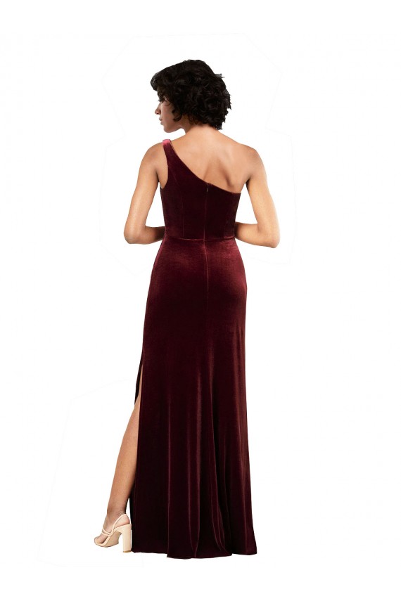 Discount Sleeveless Burgundy Column One Shoulder Prom Dress Canada