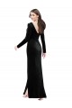 Discount Long Sleeves Black V-Back Column V-Neck Prom Dress Canada