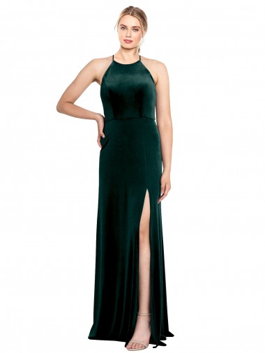 Discount Sleeveless Dark Green Keyhole Back A-Line Spaghetti Straps Prom Dress Canada