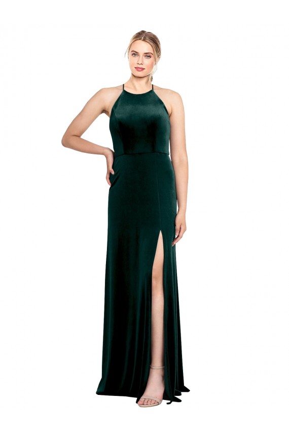 Discount Sleeveless Dark Green Keyhole Back A-Line Spaghetti Straps Prom Dress Canada