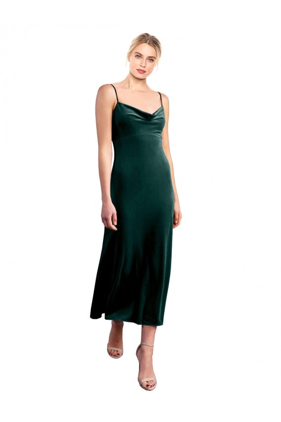 Discount Sleeveless Dark Green Low Back A-Line Spaghetti Straps Prom Dress Canada