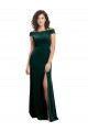 Discount Cap Sleeves Dark Green A-Line Square Neck Prom Dress Canada