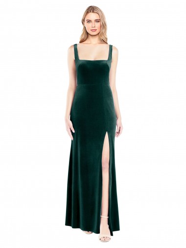 Discount Sleeveless Dark Green A-Line Square Neck Prom Dress Canada