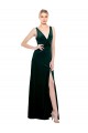 Discount Sleeveless Dark Green V-Back A-Line V-Neck Black Tie Prom Dress Canada