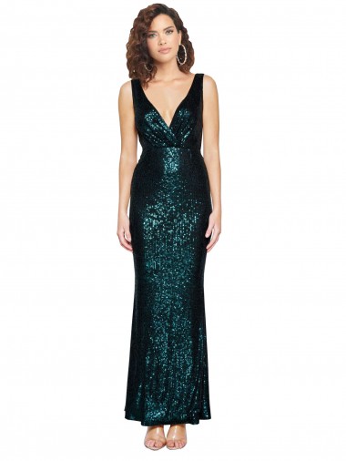Discount Sleeveless Dark Green Mermaid V-Neck Prom Dress Canada