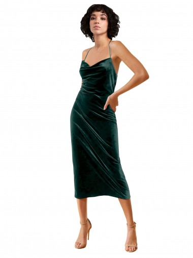 Discount Sleeveless Dark Green Criss Cross Open Back Sheath Spaghetti Straps Prom Dress Canada