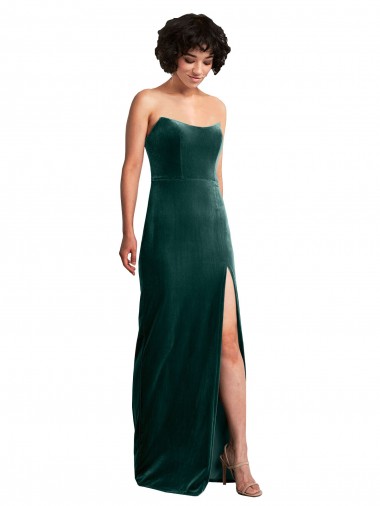 Discount Sleeveless Dark Green Low Back Sheath Strapless Black Tie Prom Dress Canada