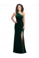 Discount Sleeveless Dark Green Trumpet One Shoulder Black Tie Prom Dress Canada
