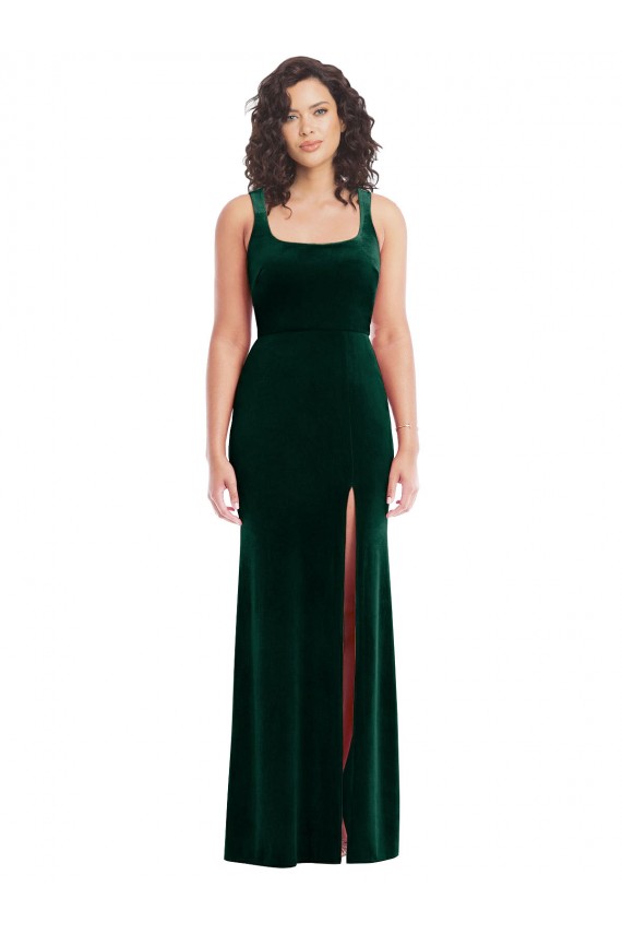 Discount Sleeveless Dark Green Trumpet Square Neck Prom Dress Canada