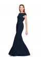 Discount Sleeveless Dark Navy Open Back A-Line Boat Neck Prom Dress Canada