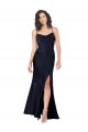 Discount Sleeveless Dark Navy A-Line Cowl Neck Black Tie Prom Dress Canada