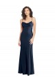 Discount Sleeveless Dark Navy Open Back A-Line Cowl Neck Black Tie Prom Dress Canada